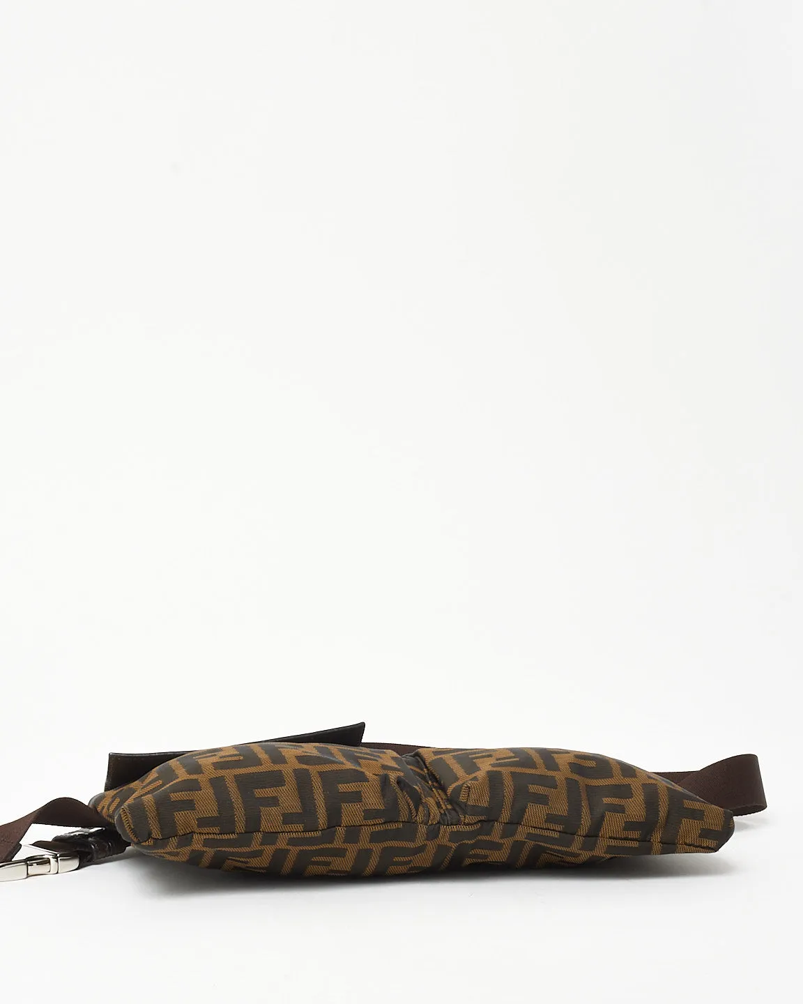 Fendi Brown Tobacco FF Zucca Print Canvas Double Pocket Belt Bag