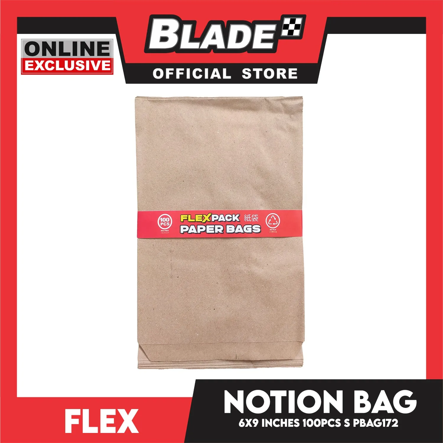 Flex Notion Bag Flat Bottom 100pcs Small 6x9 inches PBAG172 Kraft Paper Bag
