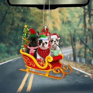 French Bulldog-Dog Christmas Sleigh Car-Two Sided Ornament