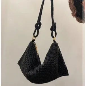 Full crystal evening bag in jet Black