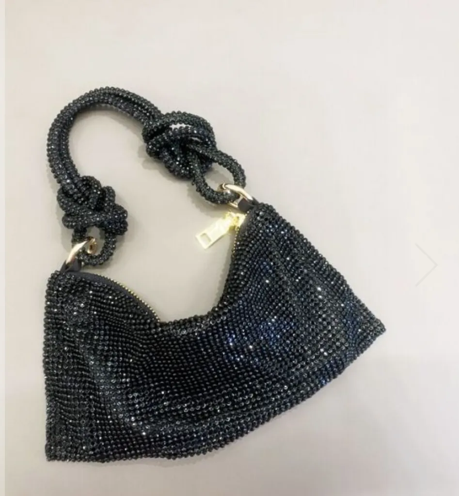 Full crystal evening bag in jet Black