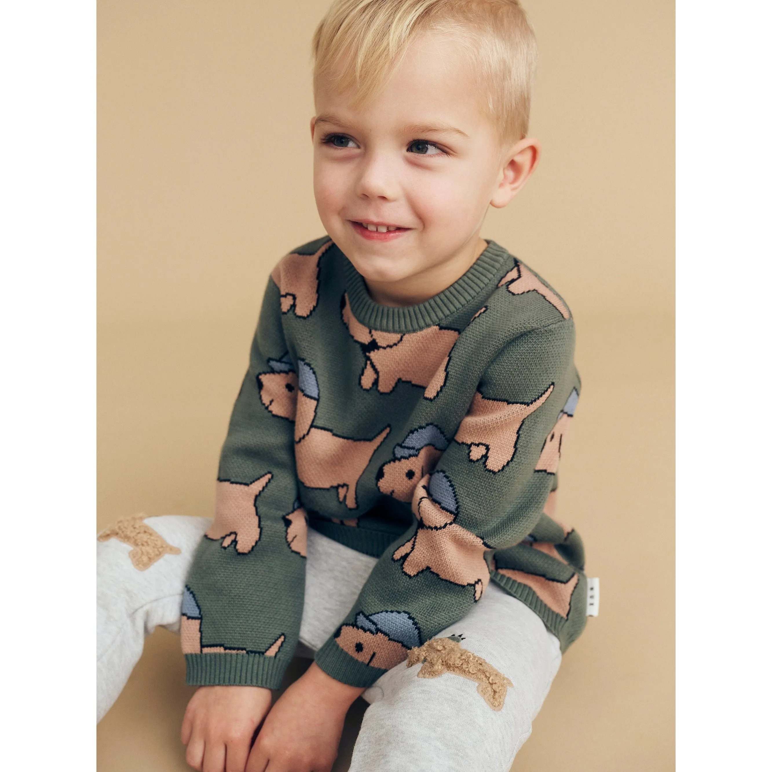 Furry Dino Dog Drop Crotch Pant Grey Marle