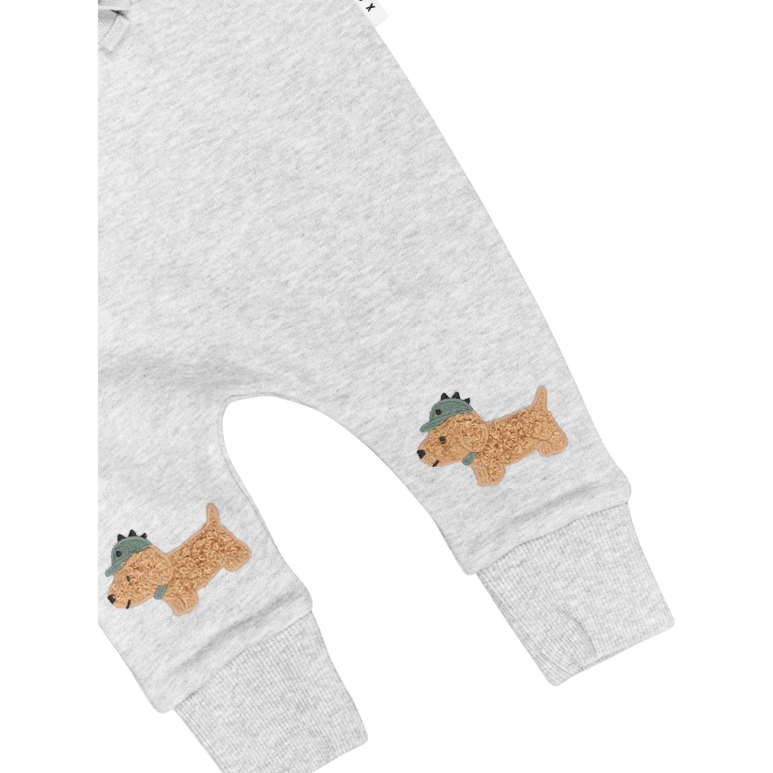 Furry Dino Dog Drop Crotch Pant Grey Marle