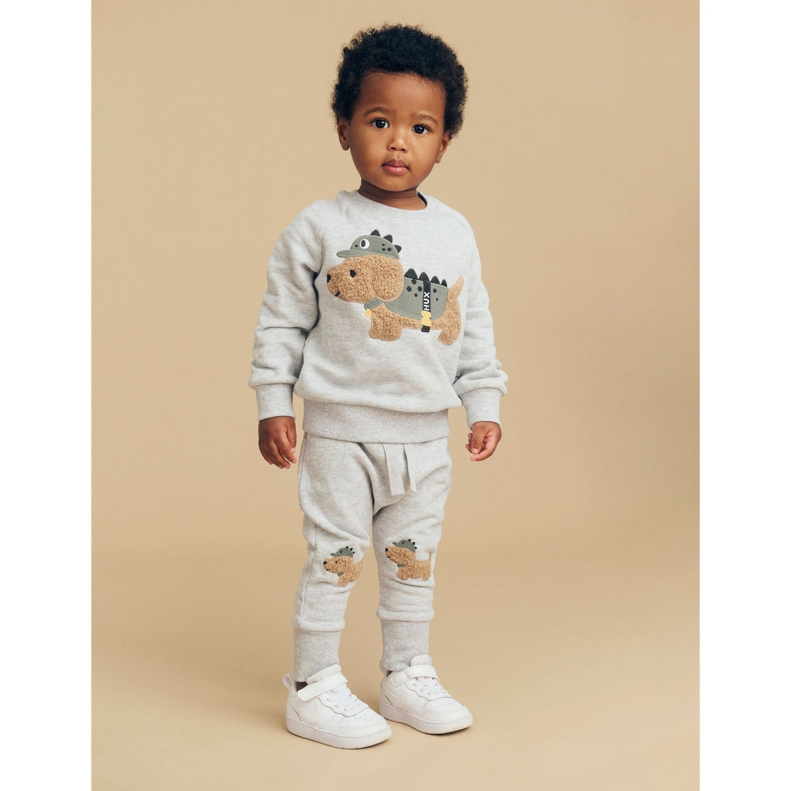 Furry Dino Dog Drop Crotch Pant Grey Marle