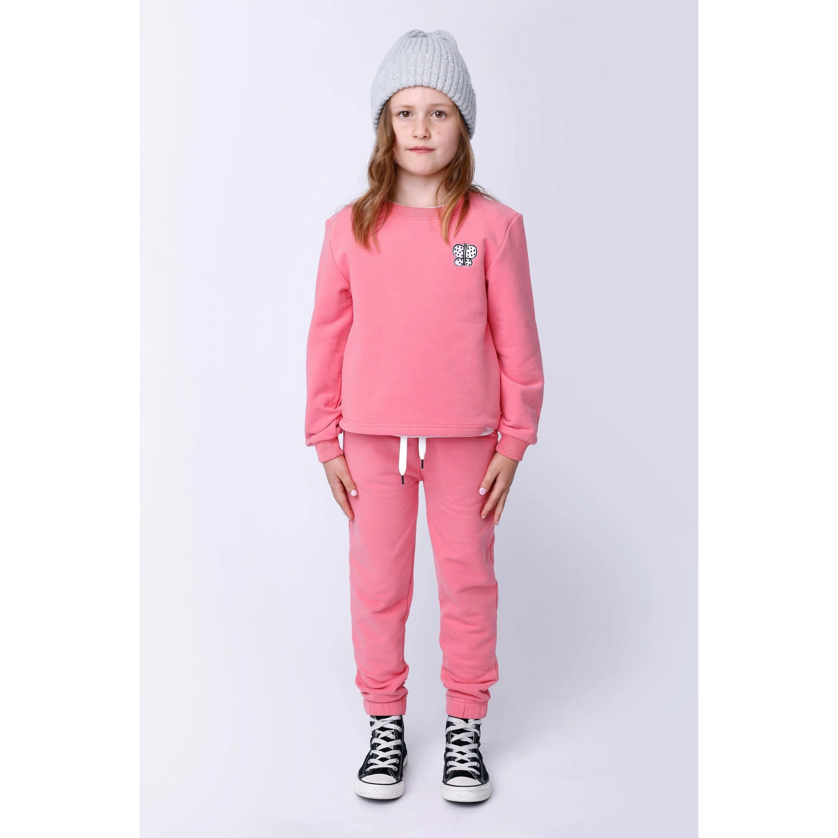 Furry Gathered Cuff Trackies - Pink