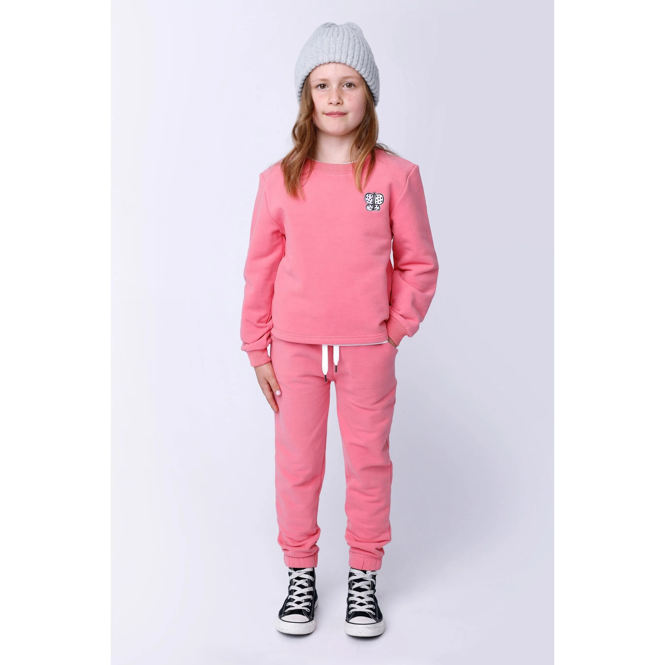 Furry Gathered Cuff Trackies - Pink