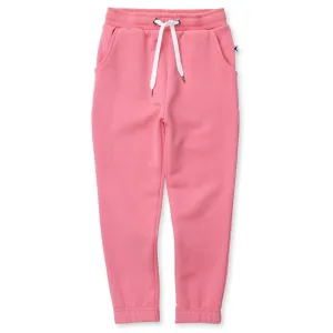 Furry Gathered Cuff Trackies - Pink