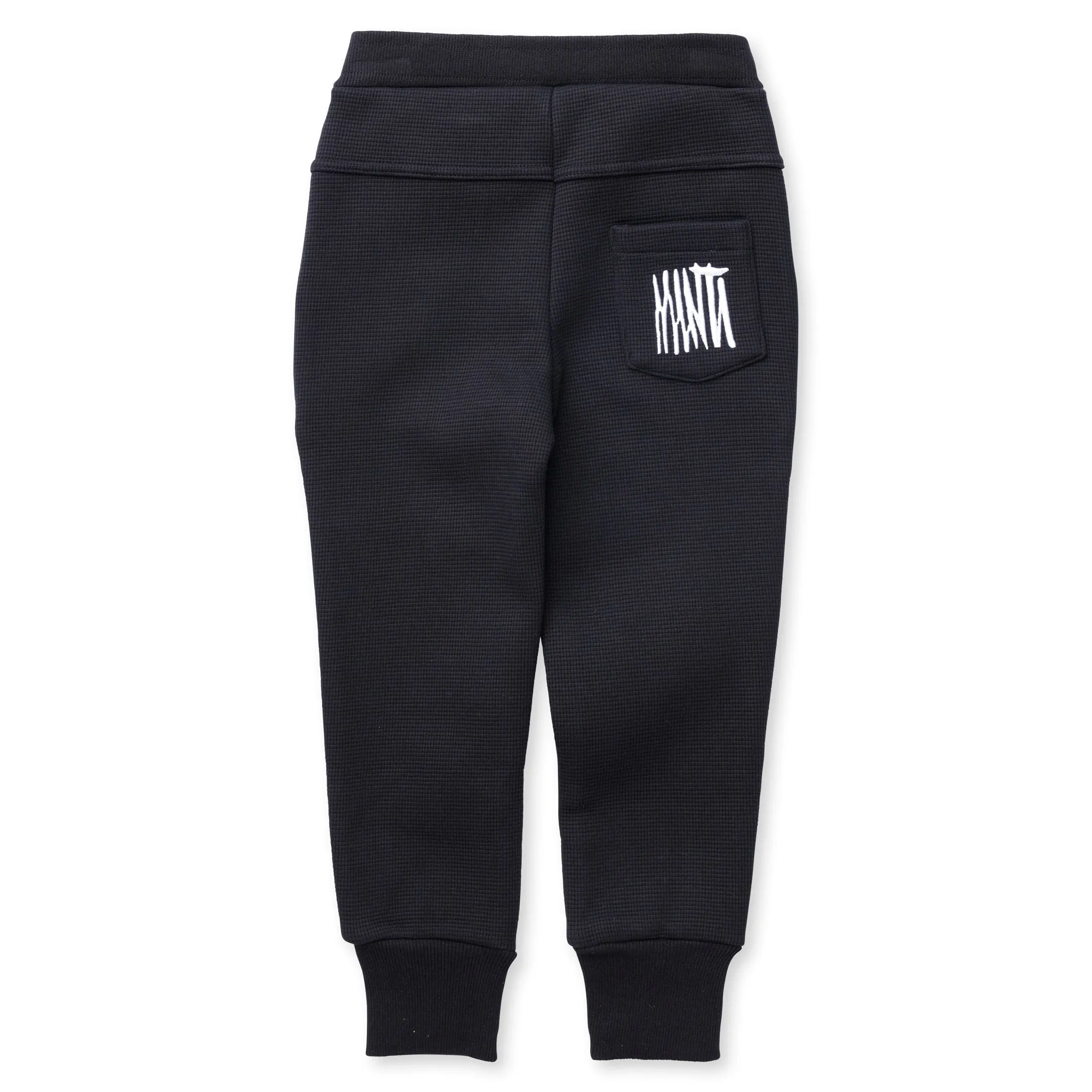 Furry Waffle Trackies - Black