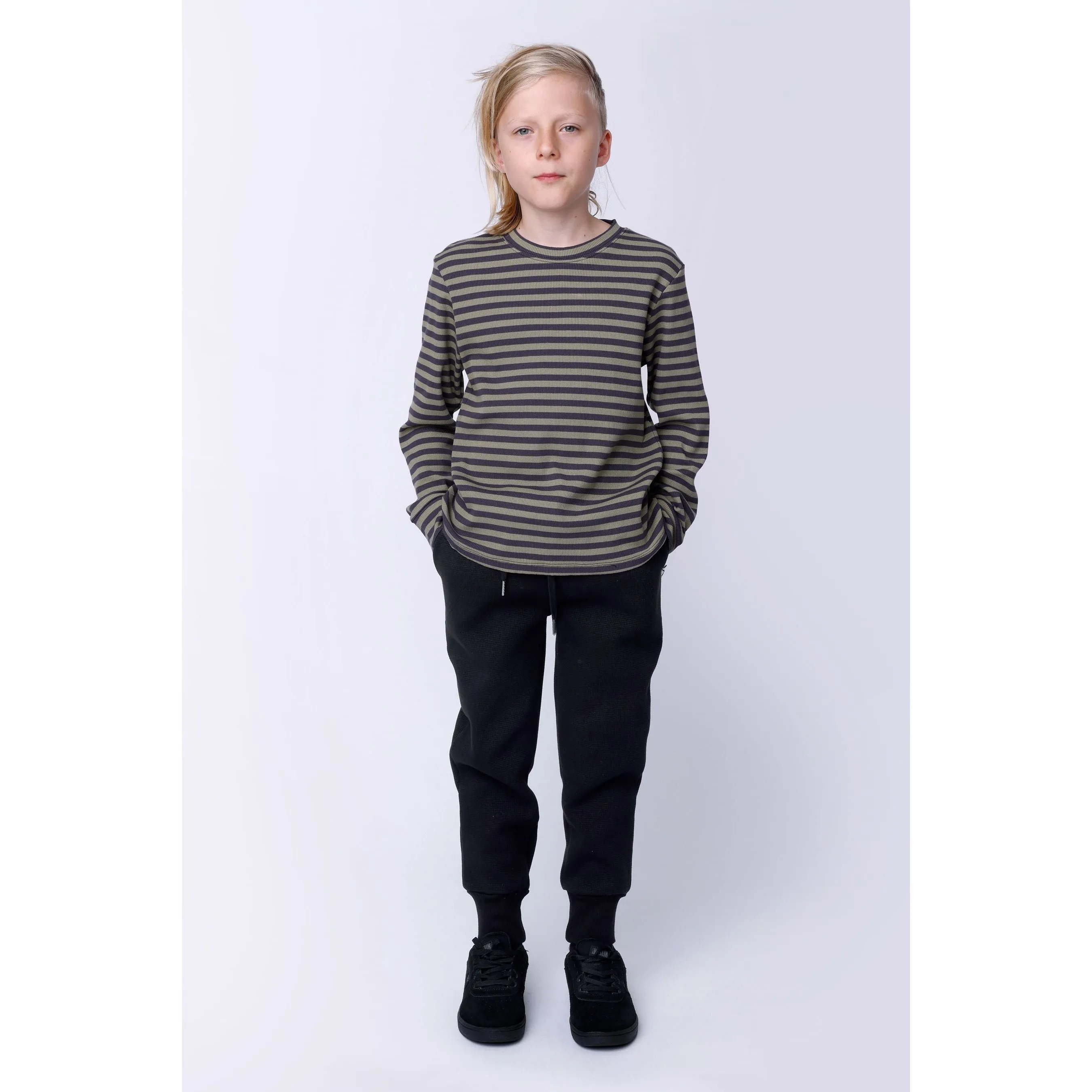 Furry Waffle Trackies - Black