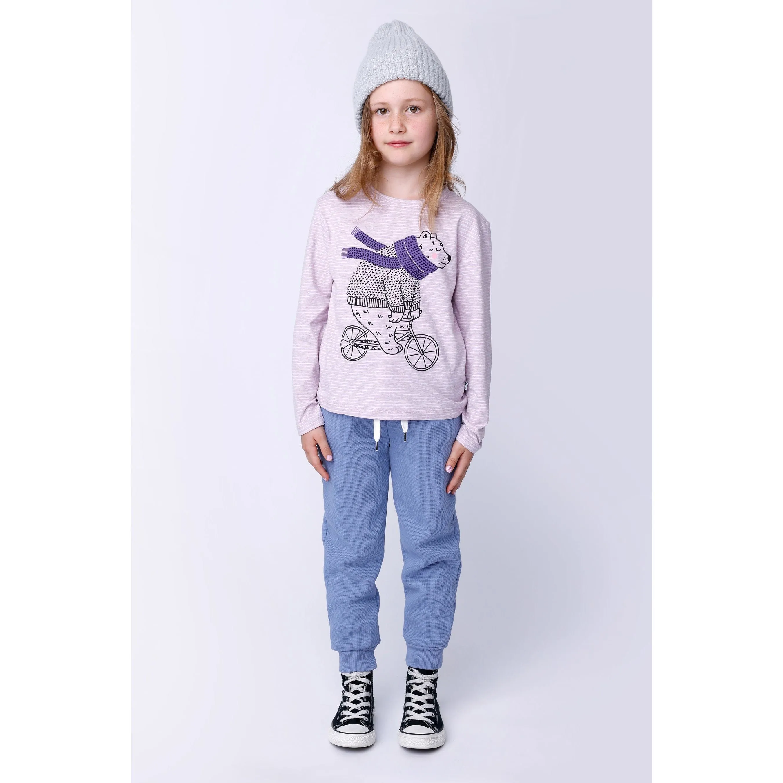 Furry Waffle Trackies - Cornflower