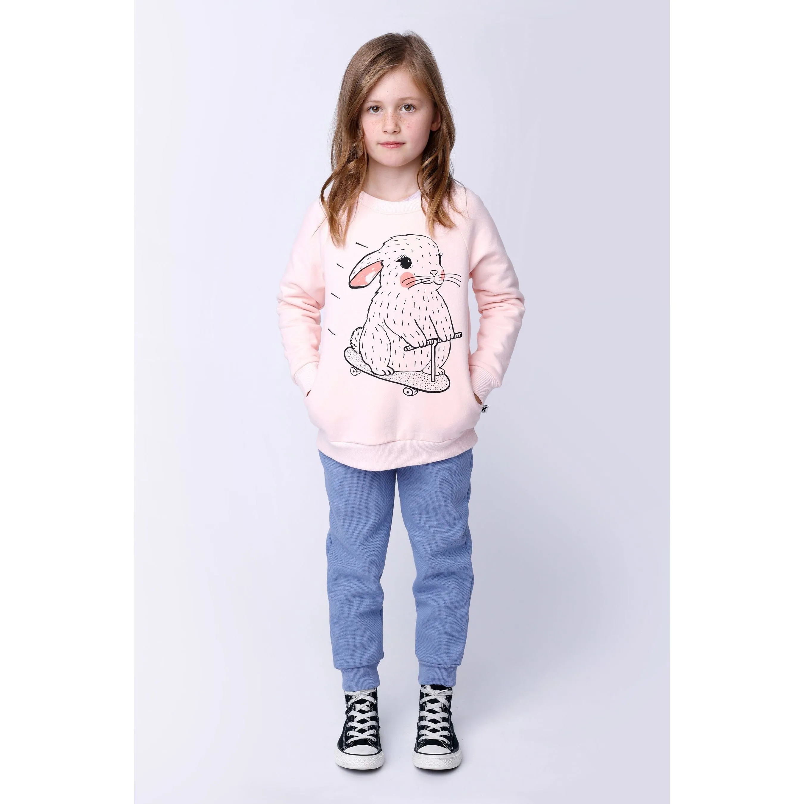 Furry Waffle Trackies - Cornflower