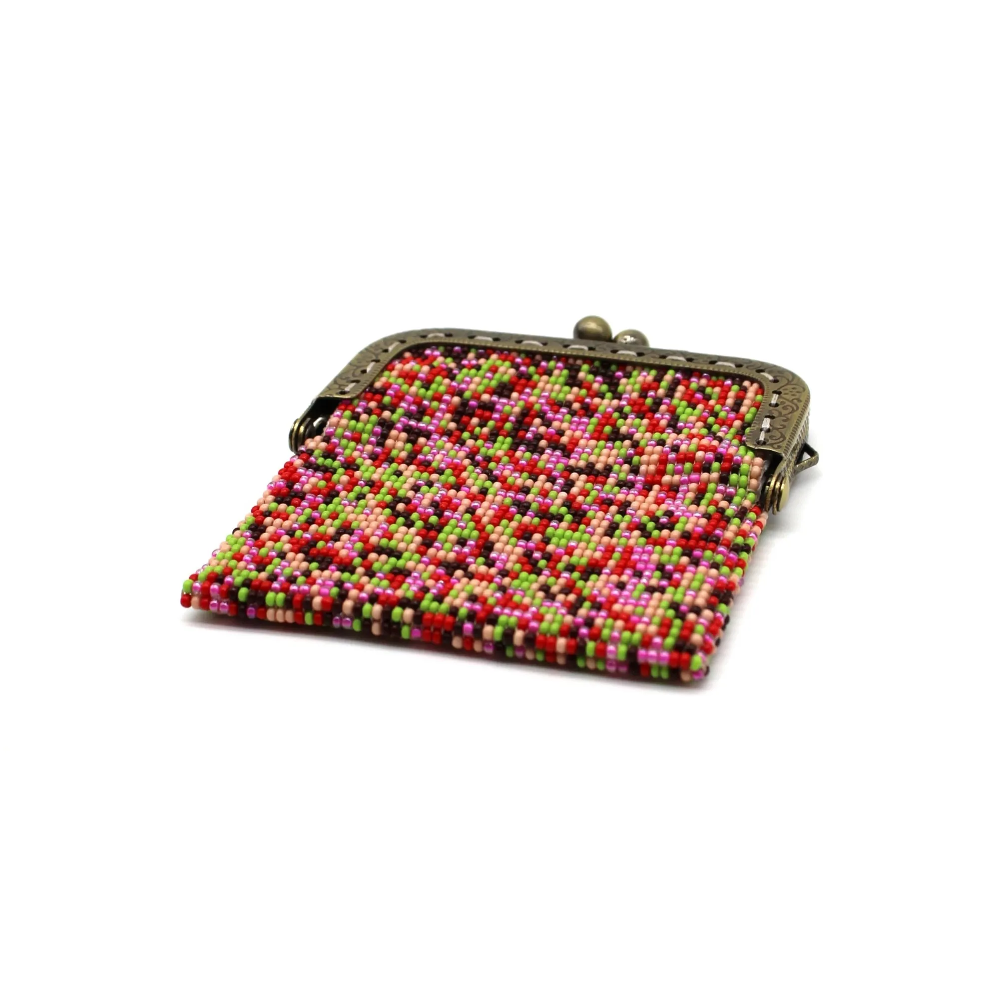 Glass Bead Coin Purse Metal Frame - GOAT