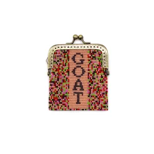 Glass Bead Coin Purse Metal Frame - GOAT