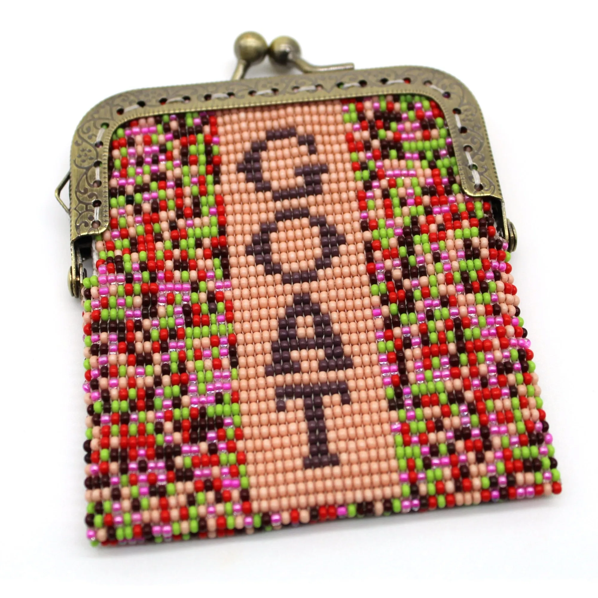Glass Bead Coin Purse Metal Frame - GOAT