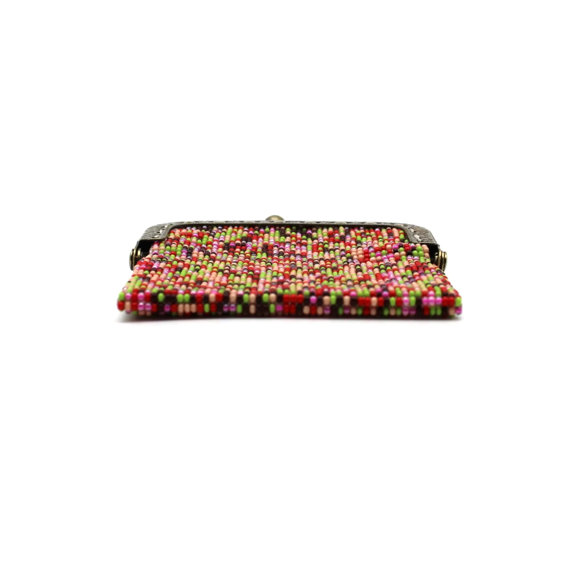 Glass Bead Coin Purse Metal Frame - GOAT