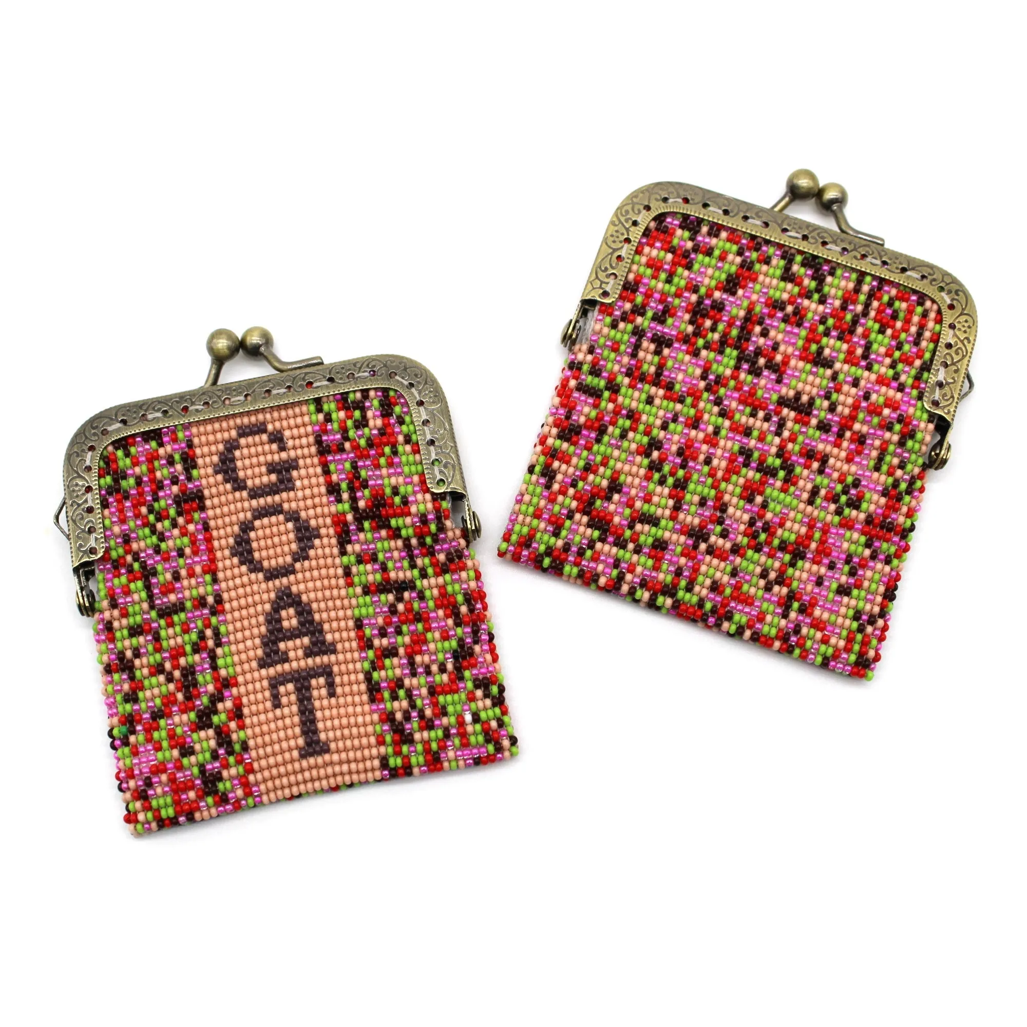 Glass Bead Coin Purse Metal Frame - GOAT