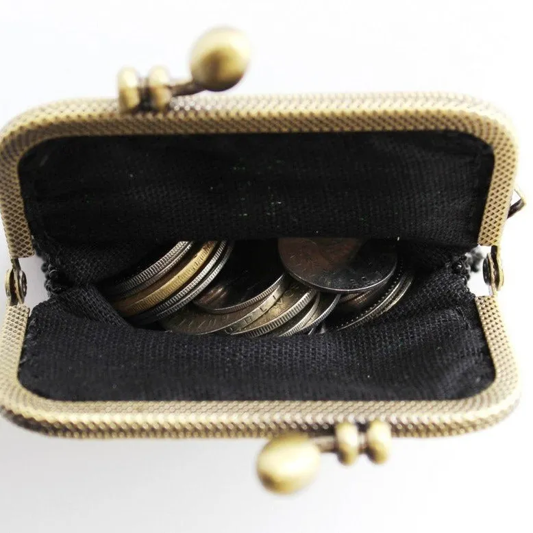 Glass Bead Coin Purse Metal Frame - LEAF