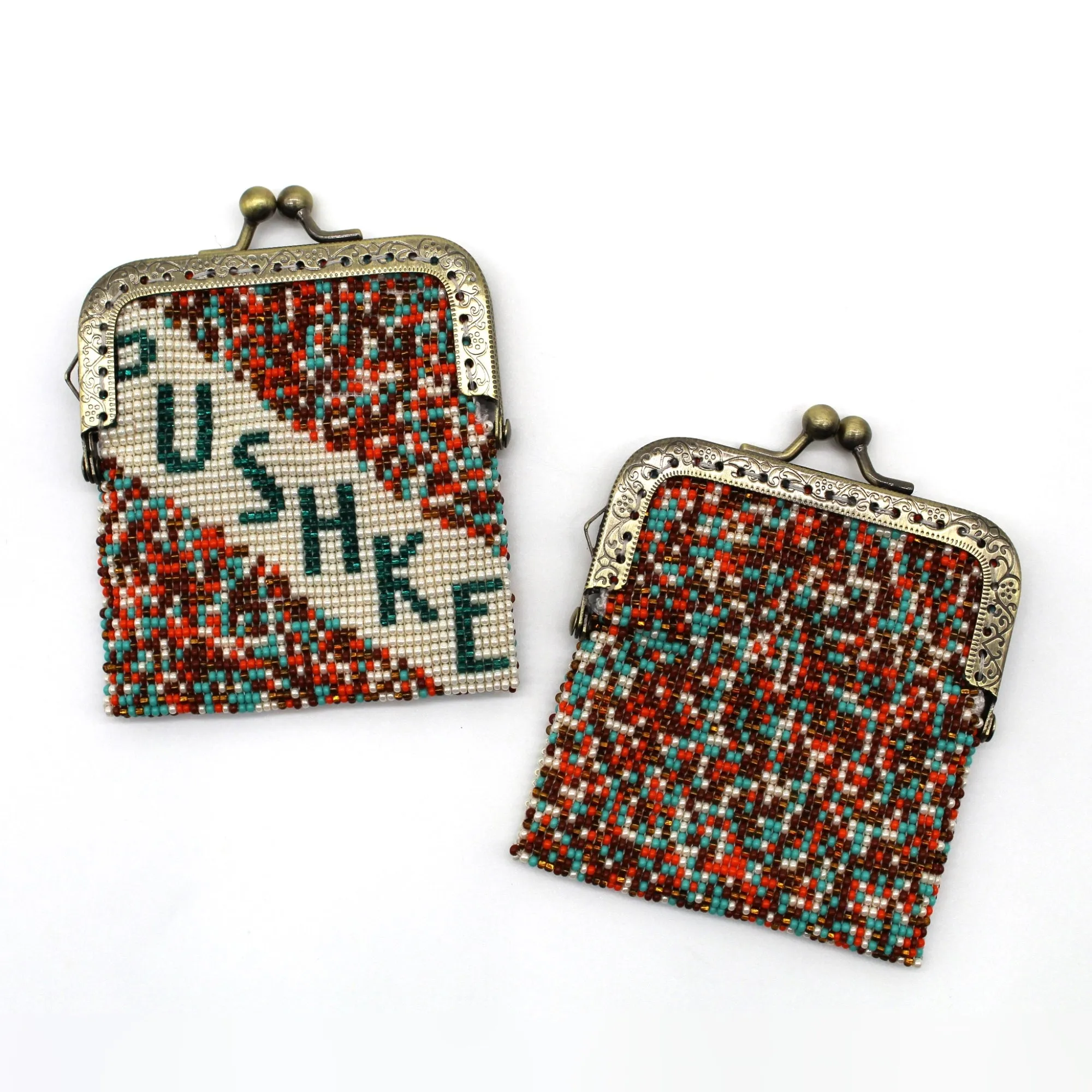 Glass Bead Coin Purse Metal Frame - PUSHKE