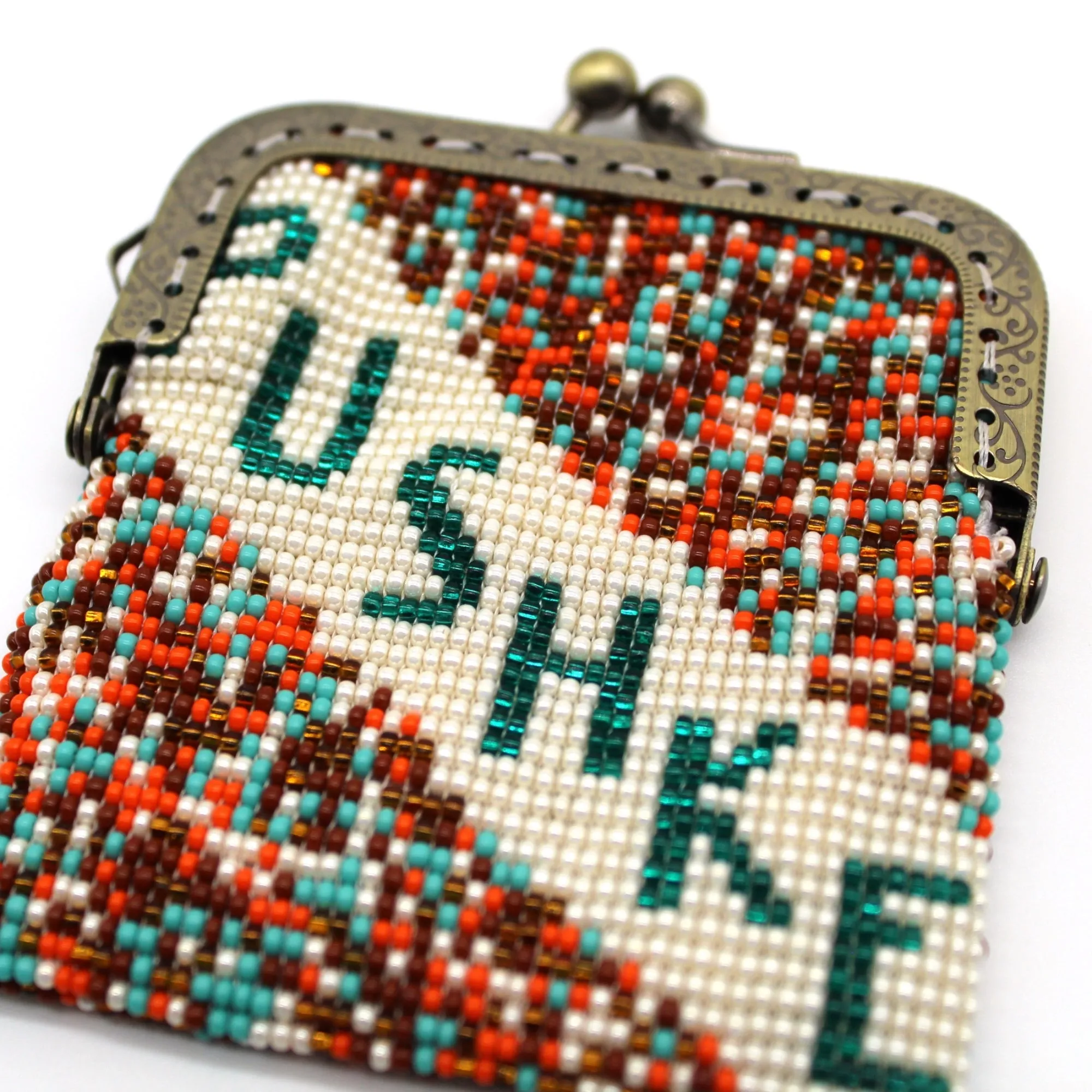 Glass Bead Coin Purse Metal Frame - PUSHKE