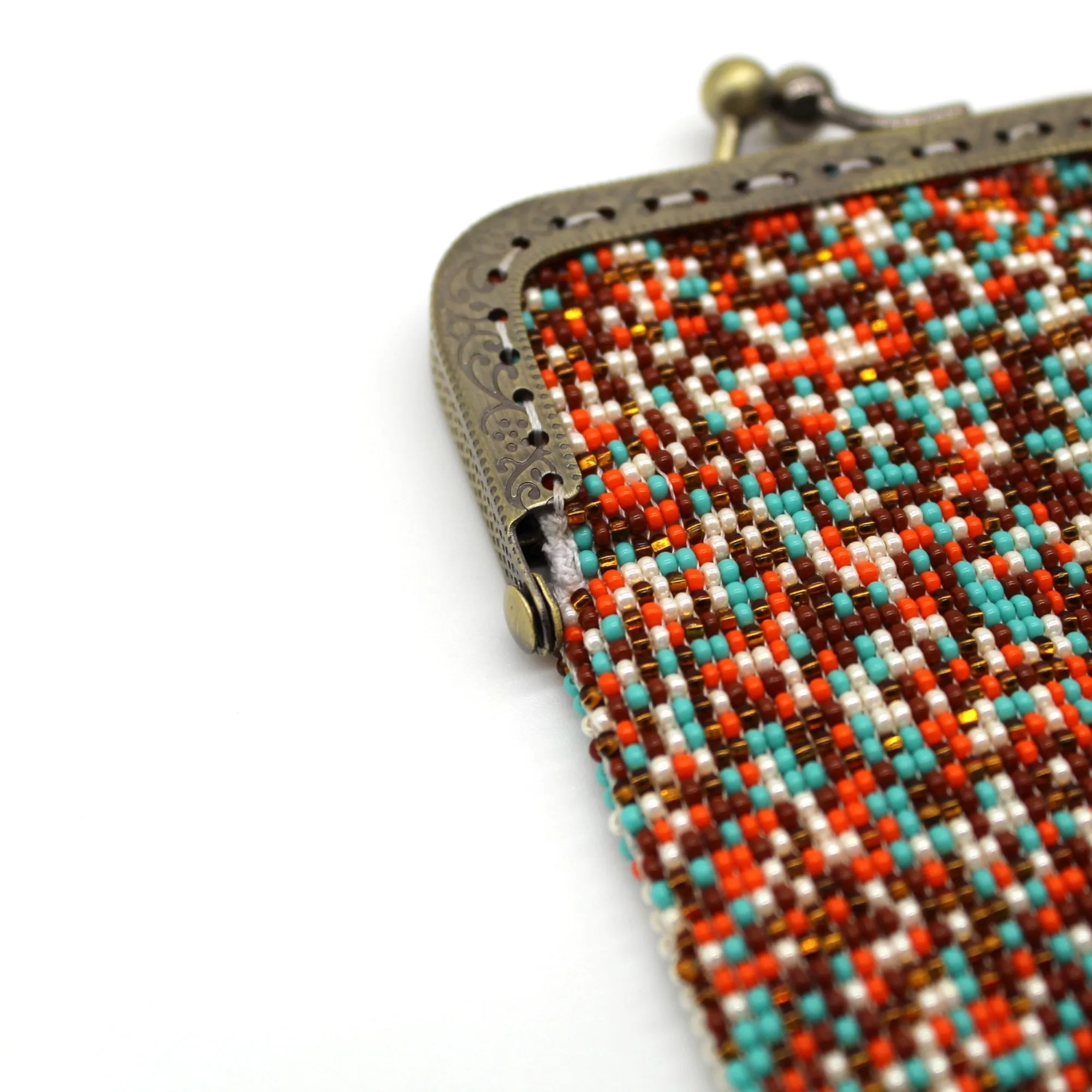 Glass Bead Coin Purse Metal Frame - PUSHKE