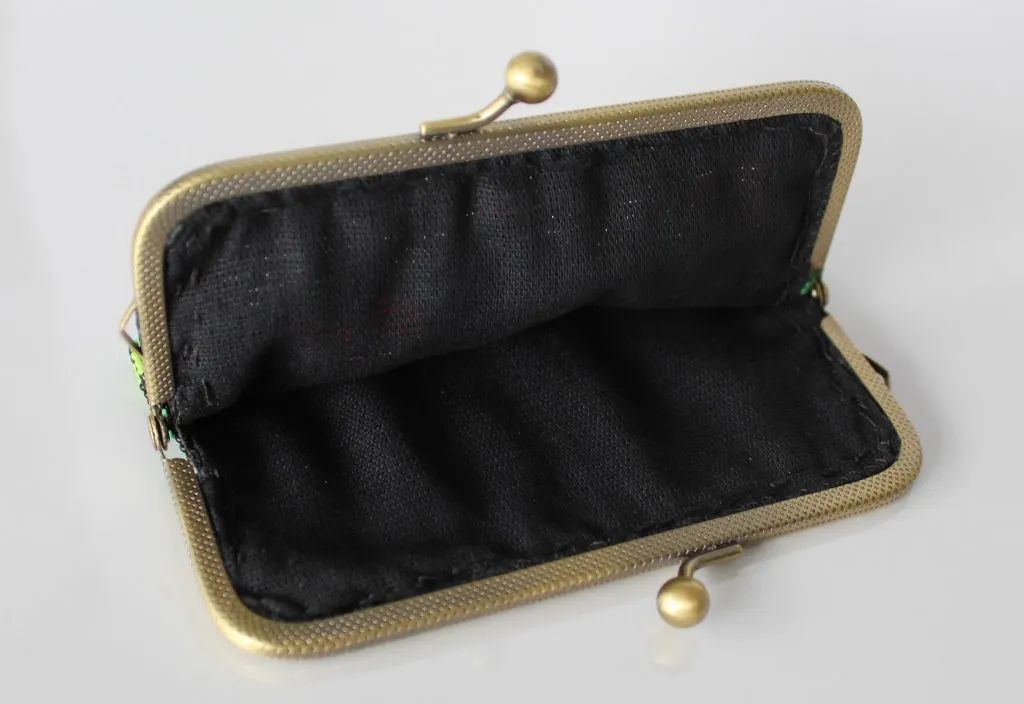 Glass Bead Flower Purse Metal Frame - MULTICOLOR