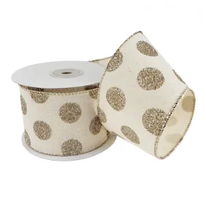 Glitter Dots Muslin Wired Christmas Ribbon, 2-1/2-Inch, 10-Yard