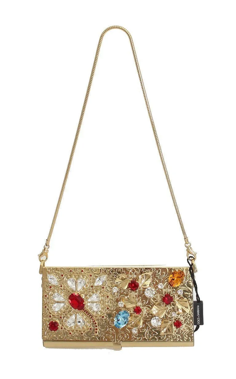 Gold Brass Crystal Clutch Bag