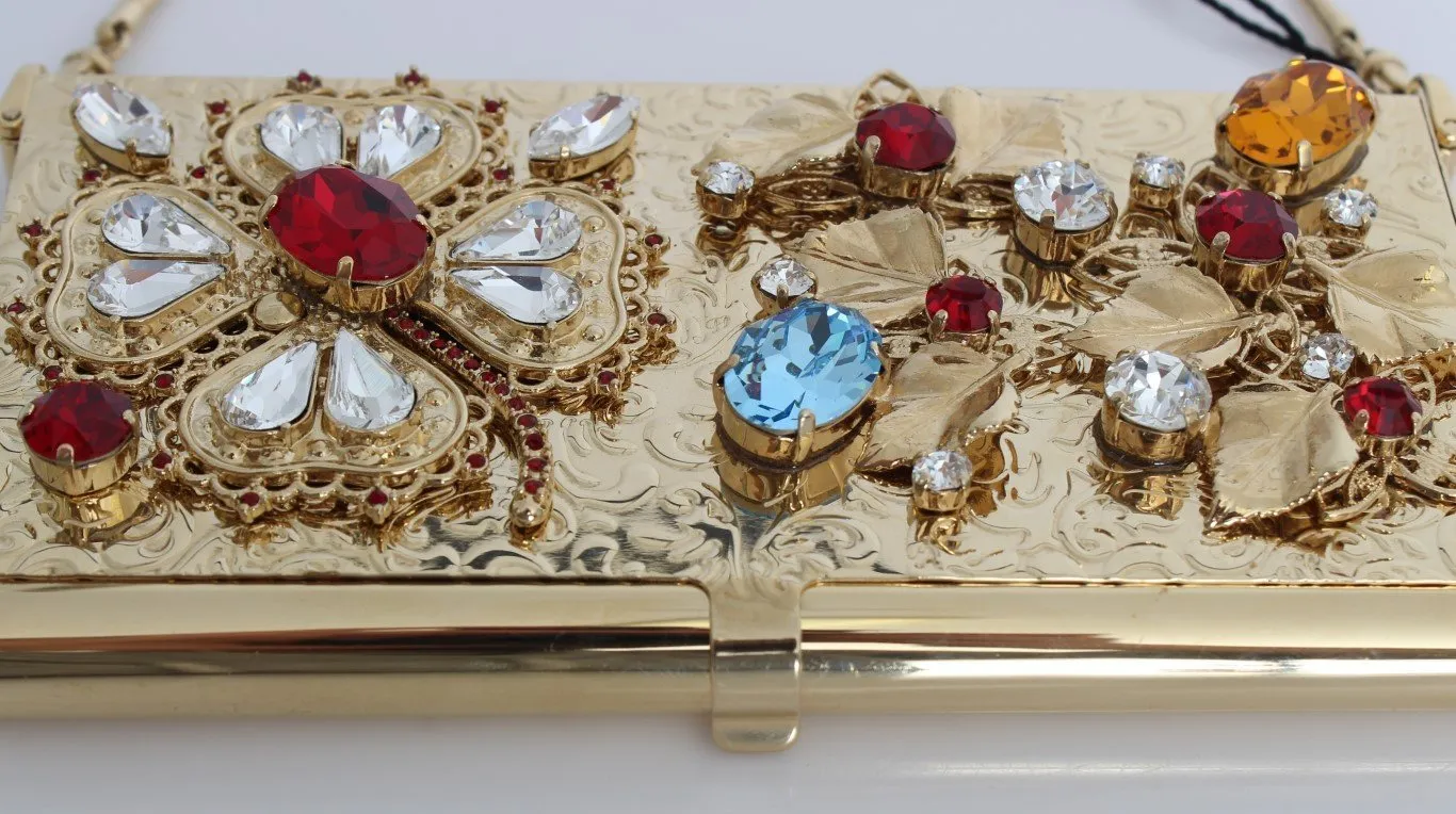 Gold Brass Crystal Clutch Bag