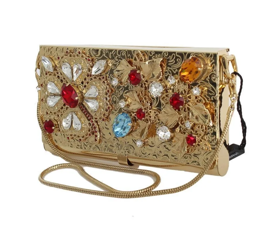 Gold Brass Crystal Clutch Bag