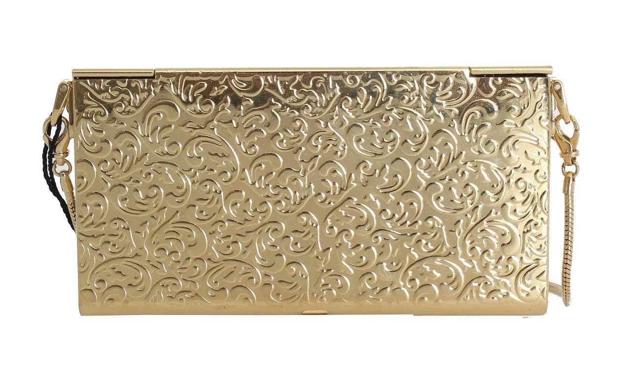 Gold Brass Crystal Clutch Bag