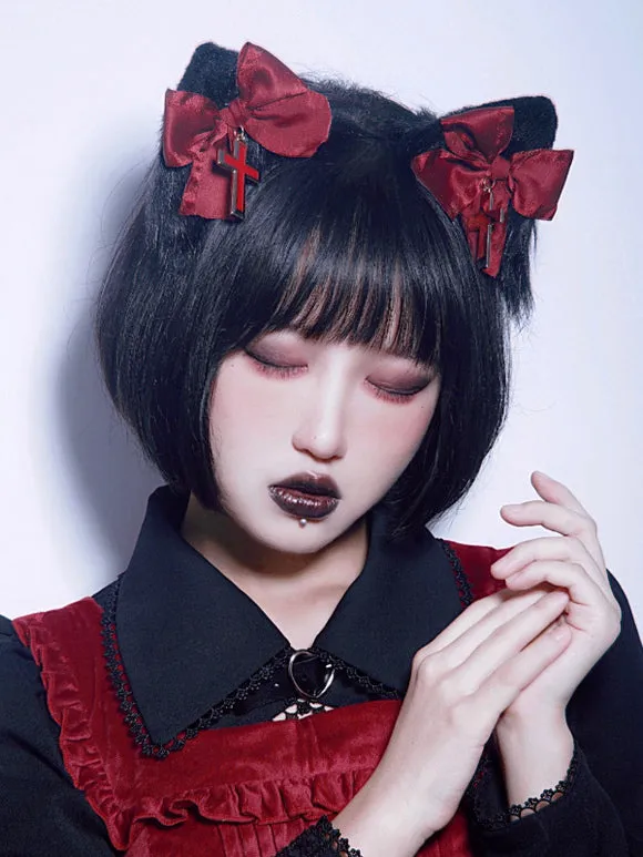 Gothic Lolita Accessories Black Cross Bow Accessory Miscellaneous