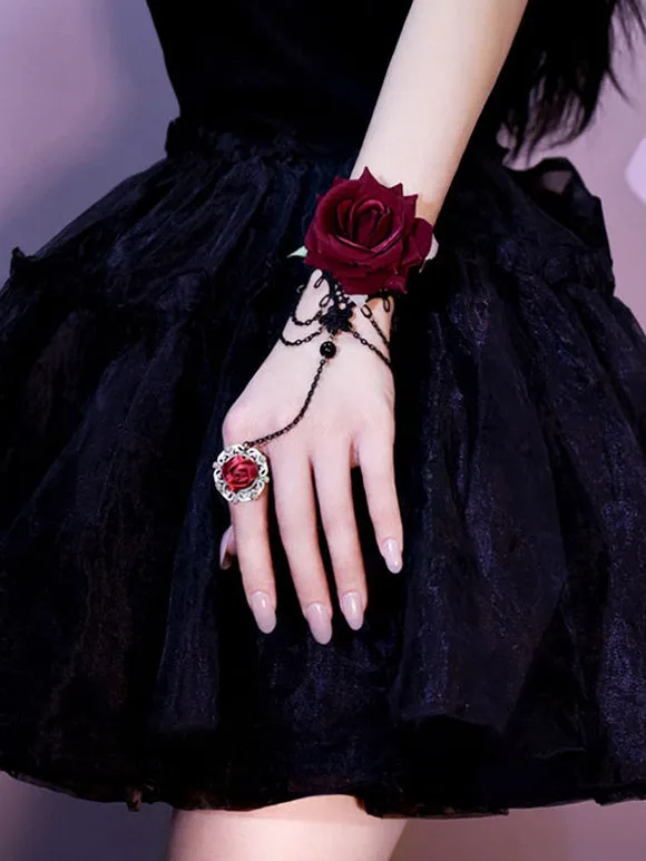 Gothic Lolita Accessories Black Rose Chains Polyester Accessory Miscellaneous