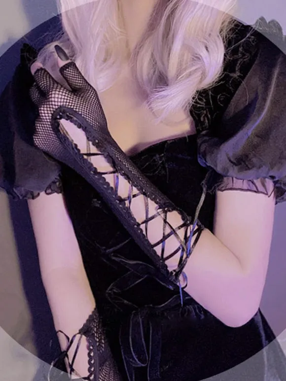 Gothic Lolita Accessories Black Ruffles Oversleeves Polyester Miscellaneous