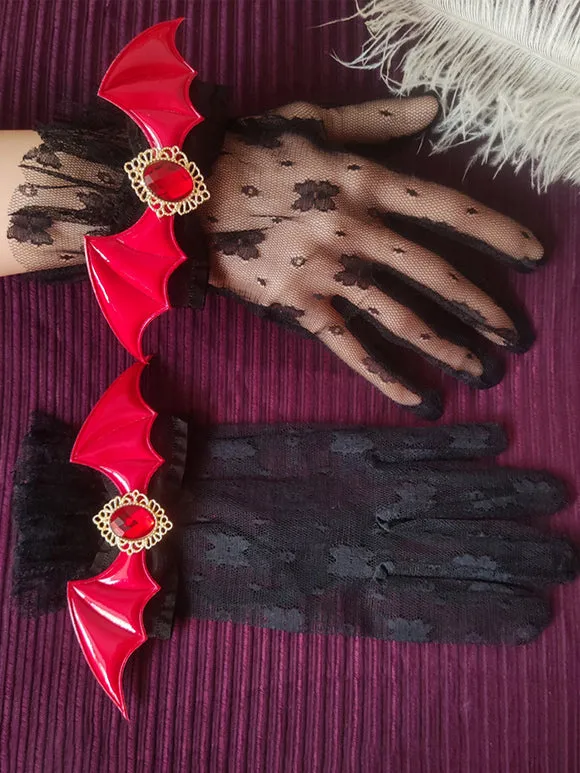 Gothic Lolita Accessories White Ruffles Rhinestones Oversleeves Miscellaneous