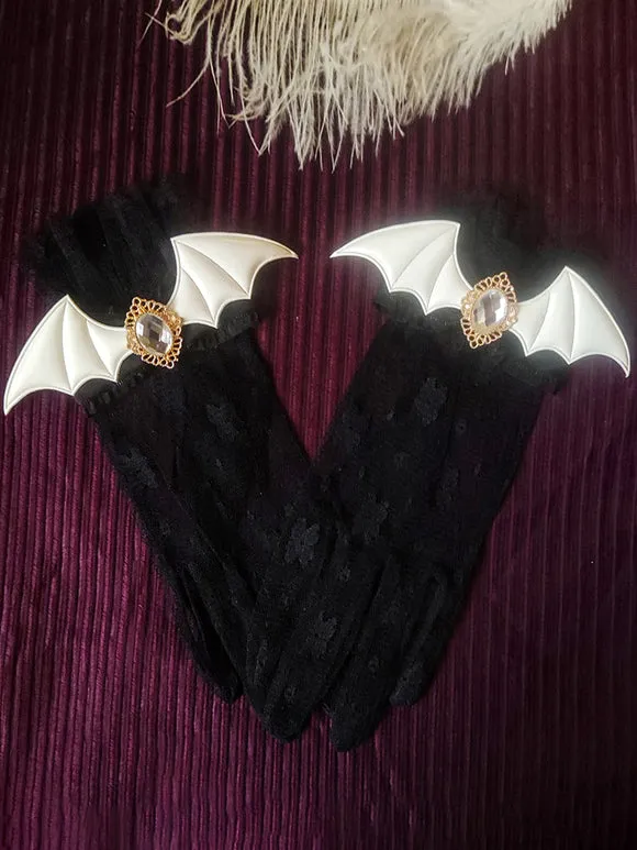 Gothic Lolita Accessories White Ruffles Rhinestones Oversleeves Miscellaneous