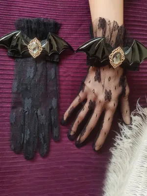Gothic Lolita Accessories White Ruffles Rhinestones Oversleeves Miscellaneous