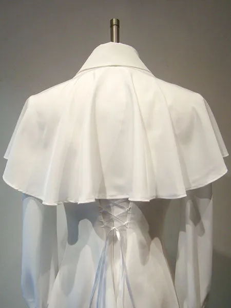 Gothic Lolita Blouse Chiffon Double Breasted Poncho Design White Chiffon Lolita Top