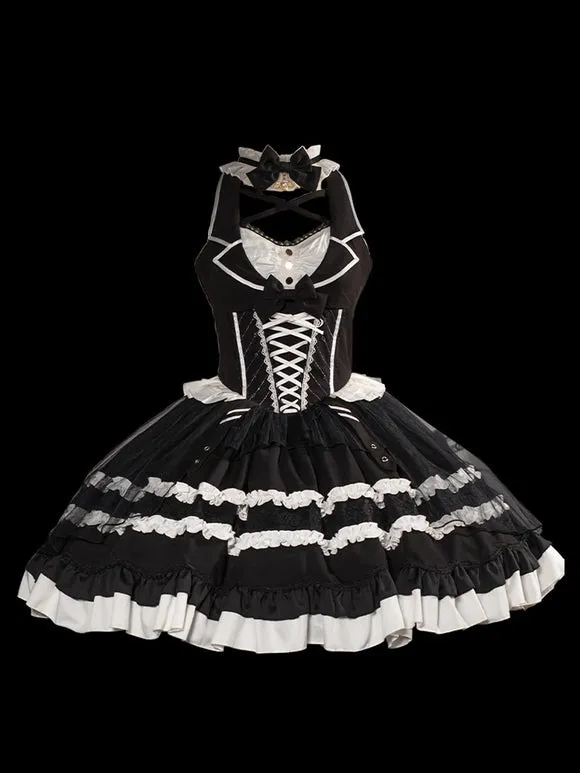 Gothic Lolita Dresses Bows Lace Black Black