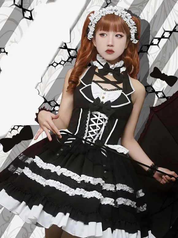 Gothic Lolita Dresses Bows Lace Black Black