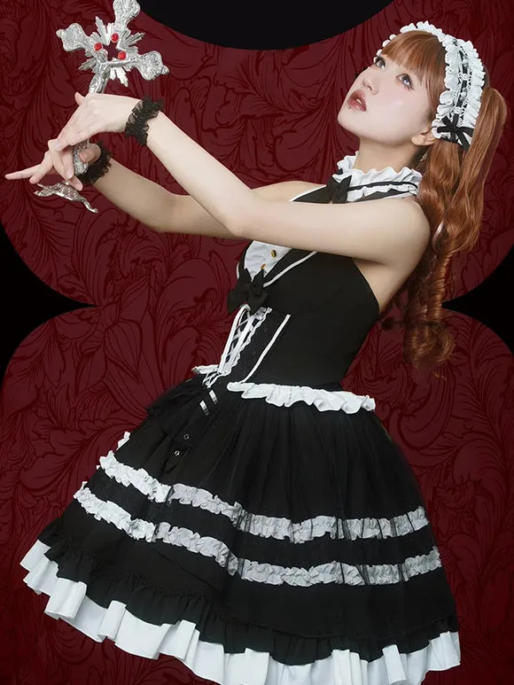 Gothic Lolita Dresses Bows Lace Black Black