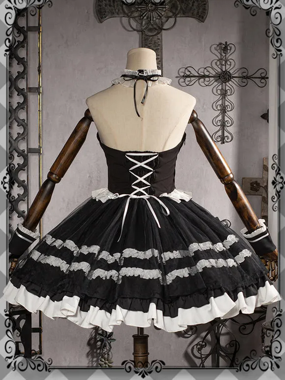 Gothic Lolita Dresses Bows Lace Black Black