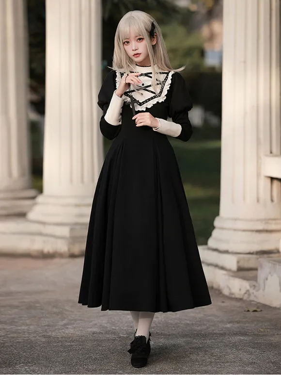 Gothic Lolita Dresses Bows Ruffles Black Black
