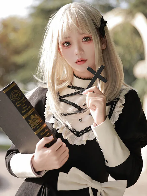 Gothic Lolita Dresses Bows Ruffles Black Black