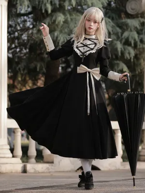 Gothic Lolita Dresses Bows Ruffles Black Black