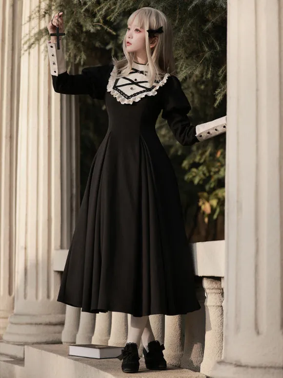 Gothic Lolita Dresses Bows Ruffles Black Black