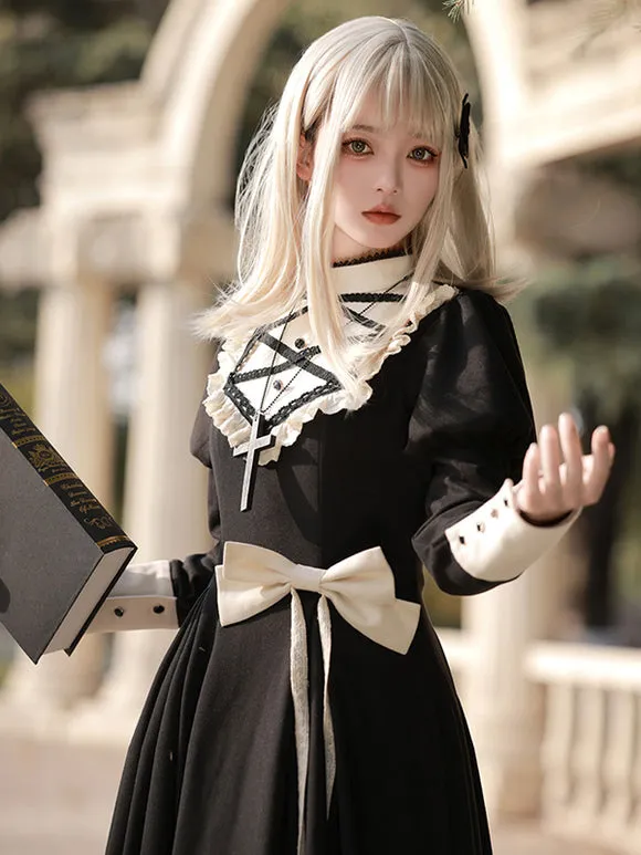 Gothic Lolita Dresses Bows Ruffles Black Black