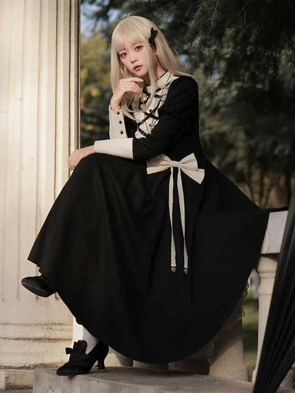 Gothic Lolita Dresses Bows Ruffles Black Black