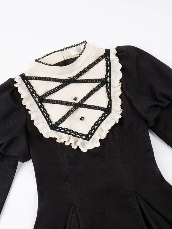 Gothic Lolita Dresses Bows Ruffles Black Black