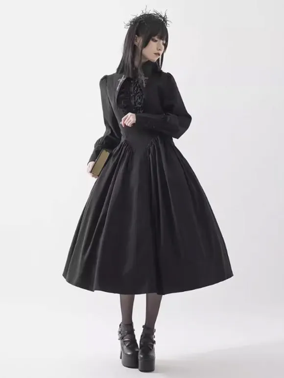 Gothic Lolita Dresses Classical Long Sleeves Pleated Ruffles Vintage Victorian Style