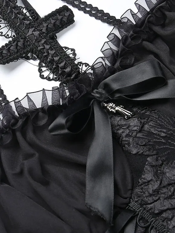 Gothic Lolita Dresses Jumper Skirt Ruffles Jacquard Black